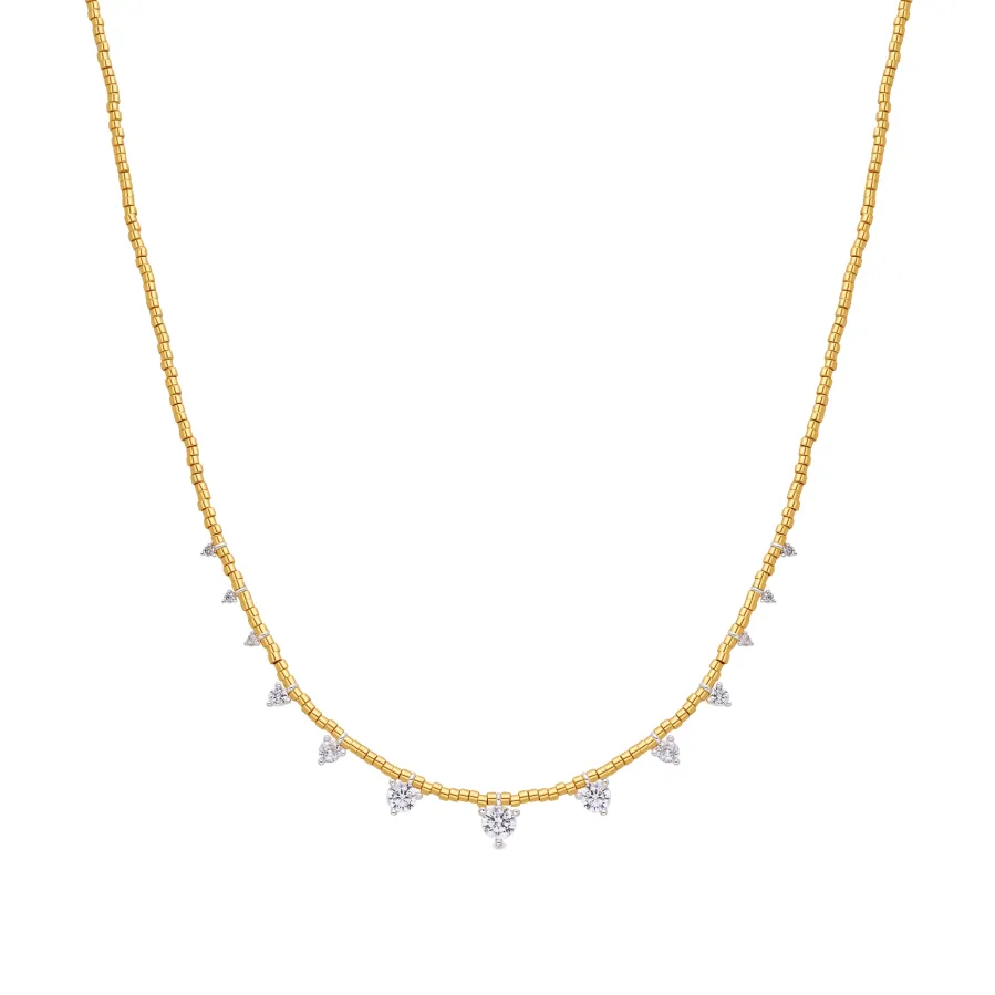 Collar de Plata de Ley 925 y Circonita Brillante acabado en oro amarillo de 18k - Rijeo