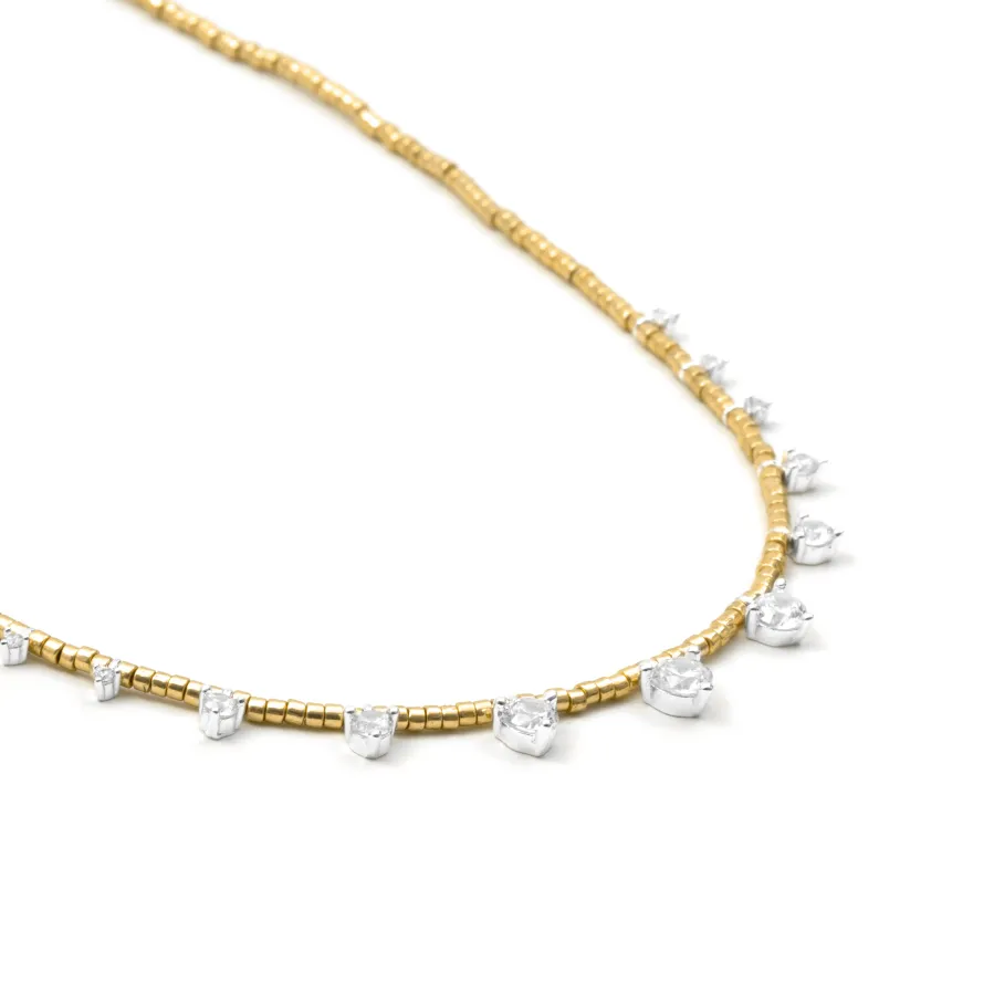 Collar de Plata de Ley 925 y Circonita Brillante acabado en oro amarillo de 18k - Rijeo