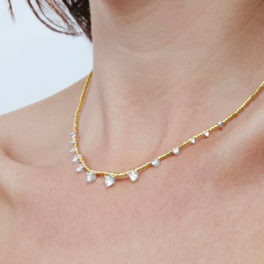 Collar de Plata de Ley 925 y Circonita Brillante acabado en oro amarillo de 18k - Rijeo