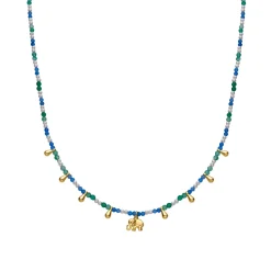 Collar de Plata de Ley 925 y Cristal Azul Oscuro acabado oro 18k - Dirhum