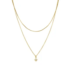 Collar de Plata de Ley 925 y Circonita Brillante acabado en oro amarillo 18K - Najme