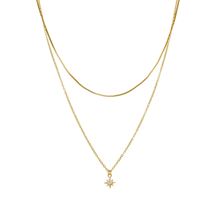 Collar de Plata de Ley 925 y Circonita Brillante acabado en oro amarillo 18K - Najme
