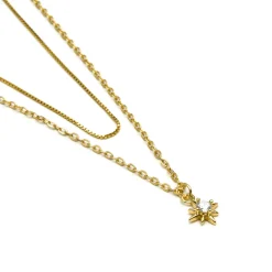 Collar de Plata de Ley 925 y Circonita Brillante acabado en oro amarillo 18K - Najme