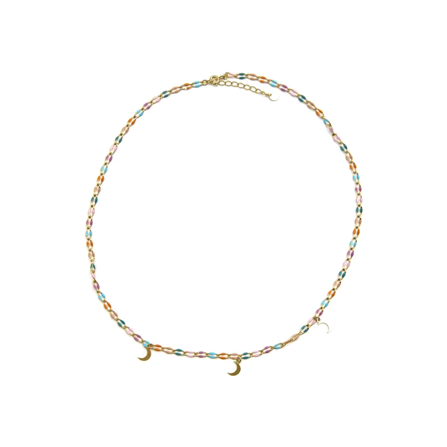 Collar de Plata de Ley 925 y Lacado Multicolor acabado oro 18k - Liesi