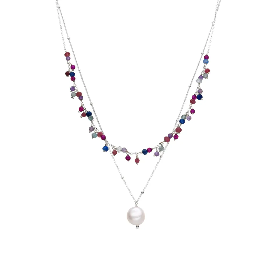 Collar de Plata de Ley 925 y Cristal Rosa acabado rodio - Colir