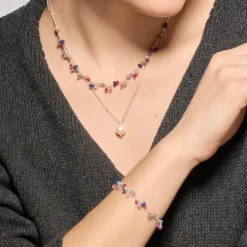 Collar de Plata de Ley 925 y Cristal Rosa acabado rodio - Colir