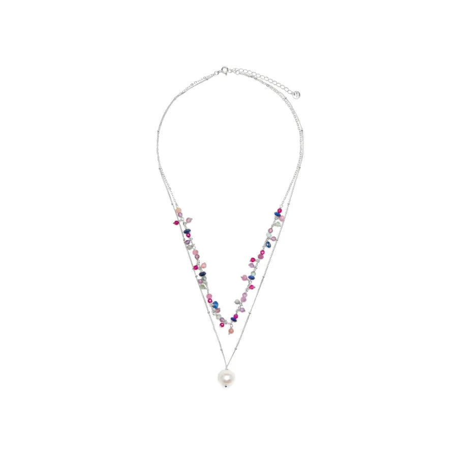 Collar de Plata de Ley 925 y Cristal Rosa acabado rodio - Colir