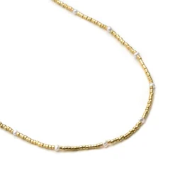 Collar de Plata de Ley 925 y Lacado Blanco acabado en oro amarillo de 18k - Altow