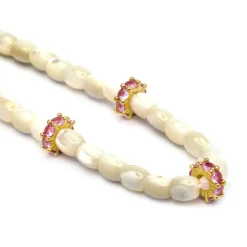 Collar de Plata de Ley 925 y Madreperla Blanca acabado oro amarillo de 18k - Fyro