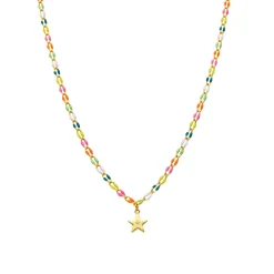 Collar de Plata de Ley 925 y Lacado Multicolor acabado oro amarillo de 18k - Saukha