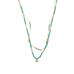 Collar de Plata de Ley 925 y Cristal Verde acabado oro amarillo de 18k - Talorce