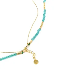 Collar de Plata de Ley 925 y Cristal Verde acabado oro amarillo de 18k - Talorce