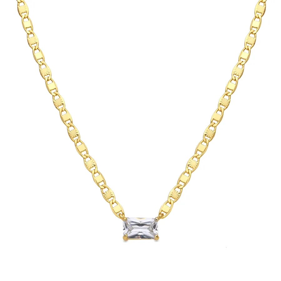 Collar de Plata de Ley 925 y Circonita Brillante acabado oro amarillo de 18k - Dusan