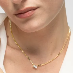 Collar de Plata de Ley 925 y Circonita Brillante acabado oro amarillo de 18k - Dusan