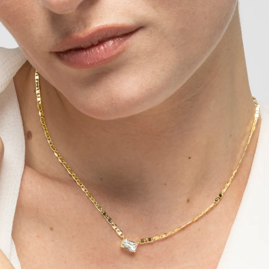 Collar de Plata de Ley 925 y Circonita Brillante acabado oro amarillo de 18k - Dusan