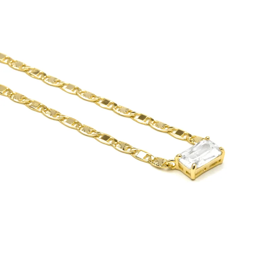 Collar de Plata de Ley 925 y Circonita Brillante acabado oro amarillo de 18k - Dusan