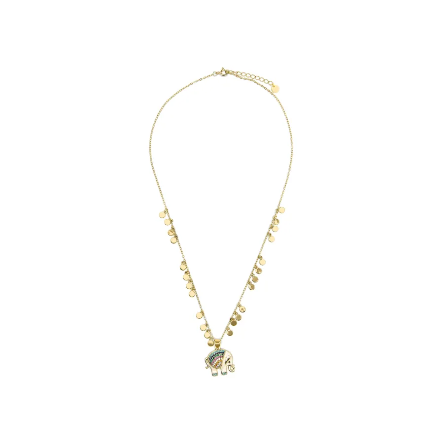 Collar de Plata de Ley 925 y Circonita Multicolor acabado oro amarillo de 18k - Xikan
