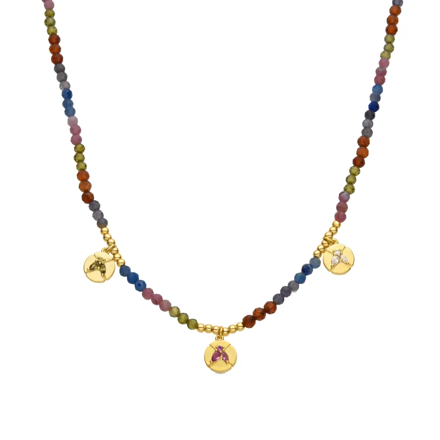 Collar de Plata de Ley 925 y Cristal Multicolor acabado oro 18k - Ufore