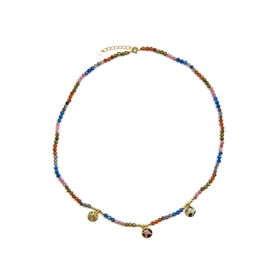 Collar de Plata de Ley 925 y Cristal Multicolor acabado oro 18k - Ufore