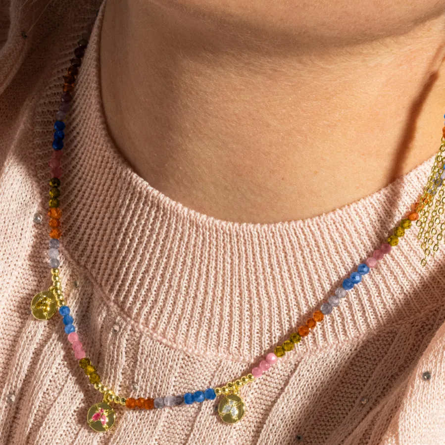 Collar de Plata de Ley 925 y Cristal Multicolor acabado oro 18k - Ufore