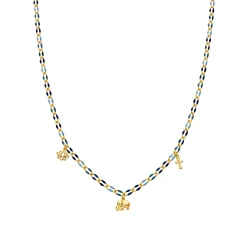 Collar de Plata de Ley 925 y Lacado Azul acabado oro 18k - Shione