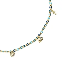 Collar de Plata de Ley 925 y Lacado Azul acabado oro 18k - Shione