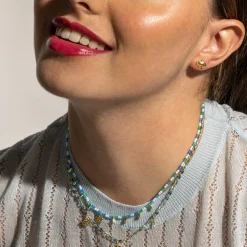 Collar de Plata de Ley 925 y Lacado Azul acabado oro 18k - Shione