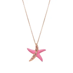 Collar de Plata de Ley 925 y Lacado Rosa acabado oro amarillo de 18k - Tliak