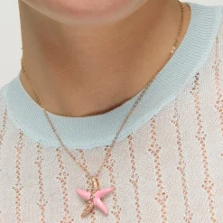 Collar de Plata de Ley 925 y Lacado Rosa acabado oro amarillo de 18k - Tliak