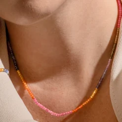 Collar de Plata de Ley 925 y Cristal Multicolor acabado oro 18k - Siran