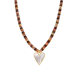 Collar de Plata de Ley 925 y Agata Multicolor acabado oro amarillo de 18k Umex