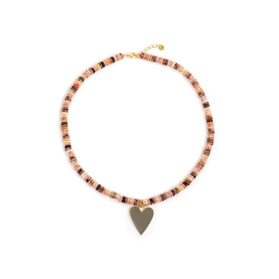 Collar de Plata de Ley 925 y Agata Multicolor acabado oro amarillo de 18k Umex