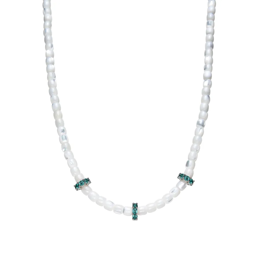 Collar de Plata de Ley 925 y Madreperla Blanca acabado rodio - Fyro