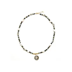Collar de Plata de Ley 925 y Onix acabado oro 18k - Nanys
