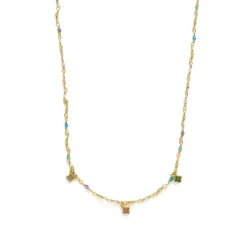 Collar de Plata de Ley 925 y Circonita Multicolor acabado en oro amarillo 18k - Talip