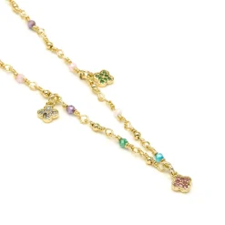 Collar de Plata de Ley 925 y Circonita Multicolor acabado en oro amarillo 18k - Talip