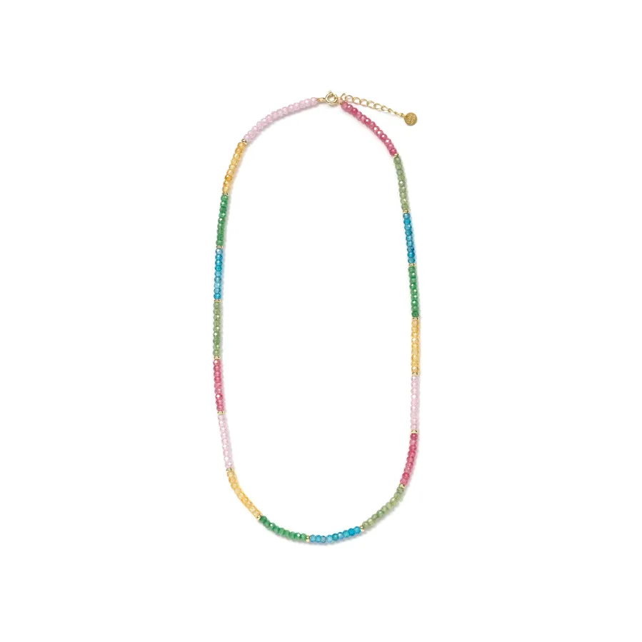 Collar de Plata de Ley 925 y Cristal Multicolor acabado en oro amarillo de 18k - Shusau