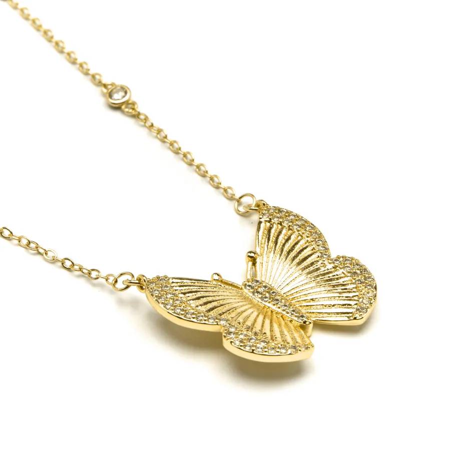 Collar de Plata de Ley 925 y Circonita Brillante acabado oro amarillo de 18k - Bifrea