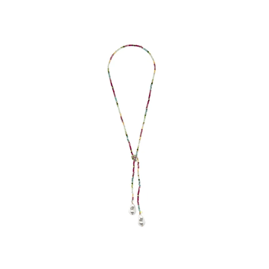Collar de Plata de Ley 925 y Cristal Multicolor acabado oro amarillo de 18k - Lorex