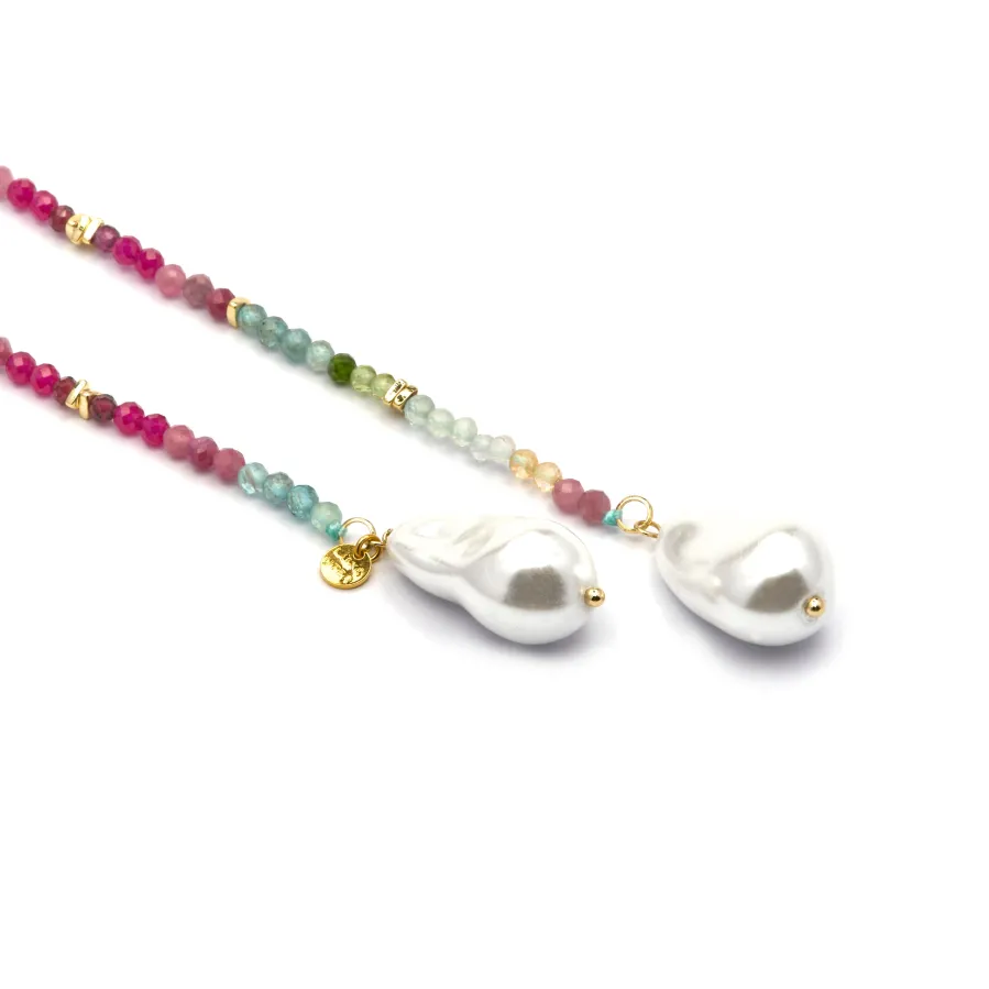 Collar de Plata de Ley 925 y Cristal Multicolor acabado oro amarillo de 18k - Lorex