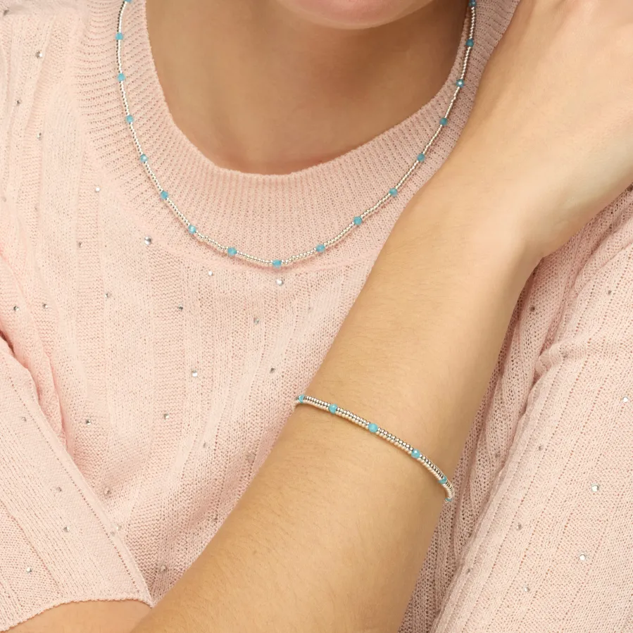 Collar de Plata de Ley 925 y Circonita Aguamarina acabado rodio - Deli