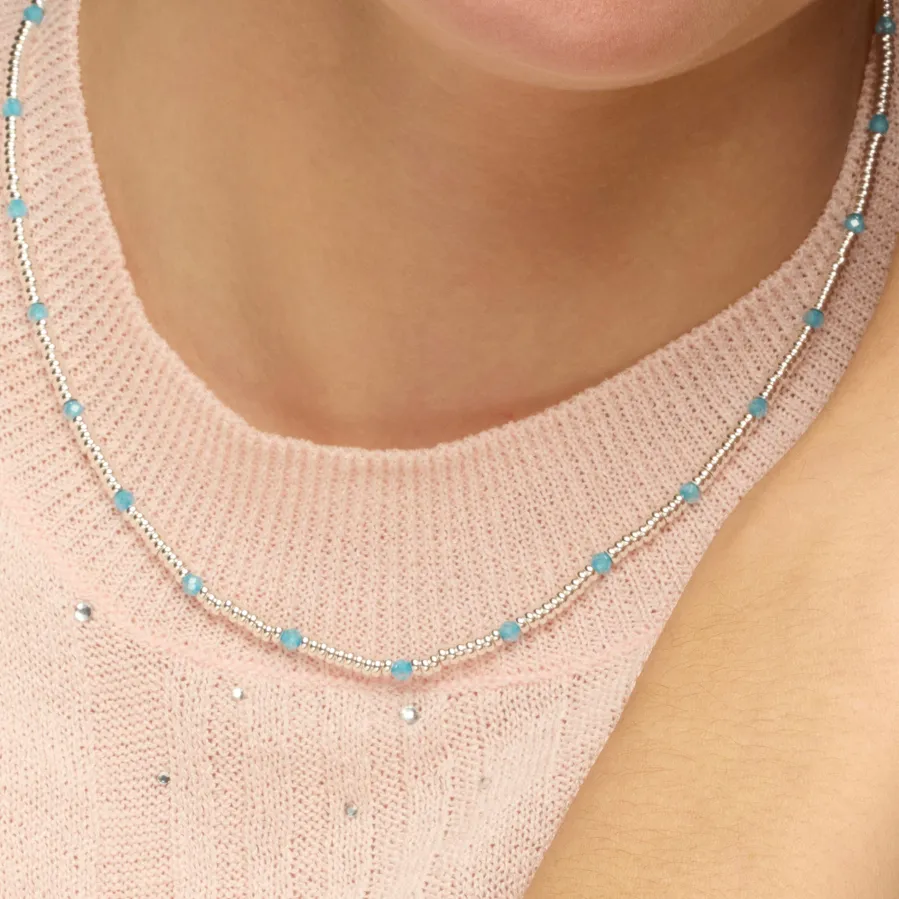 Collar de Plata de Ley 925 y Circonita Aguamarina acabado rodio - Deli