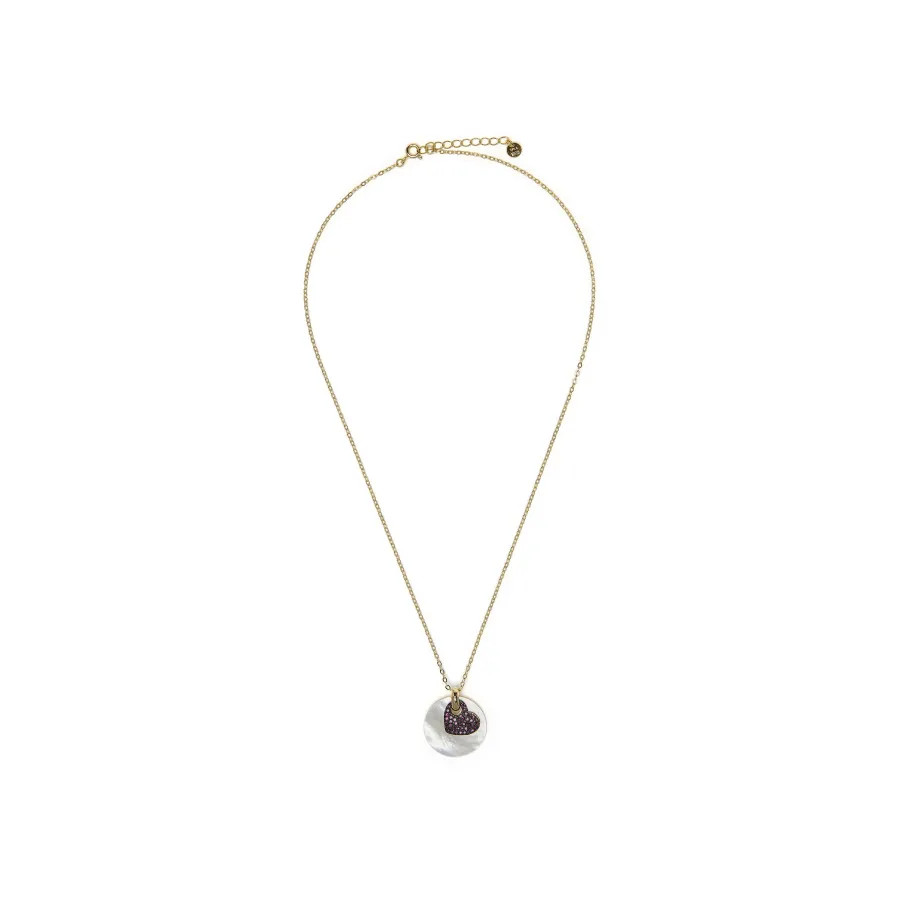 Collar de Plata de Ley 925 y Circonita Rubí acabado en oro amarillo 18k - Heart