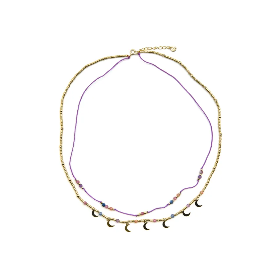 Collar de Plata de Ley 925 y Cristal Multicolor acabado oro 18k - Kapac