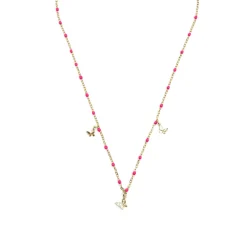 Collar de Plata de Ley 925 y Lacado Rosa acabado oro amarillo de 18k - Zumre