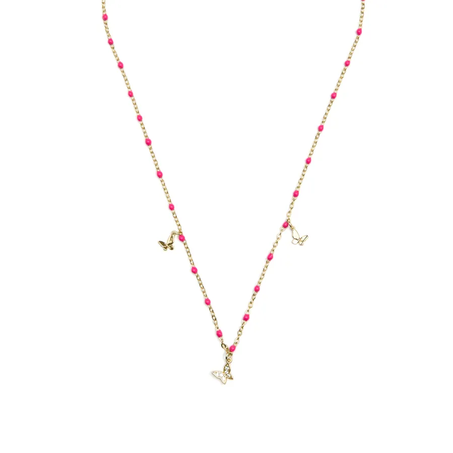 Collar de Plata de Ley 925 y Lacado Rosa acabado oro amarillo de 18k - Zumre