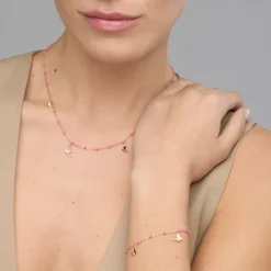 Collar de Plata de Ley 925 y Lacado Rosa acabado oro amarillo de 18k - Zumre