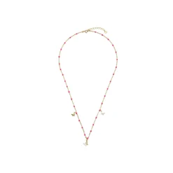 Collar de Plata de Ley 925 y Lacado Rosa acabado oro amarillo de 18k - Zumre