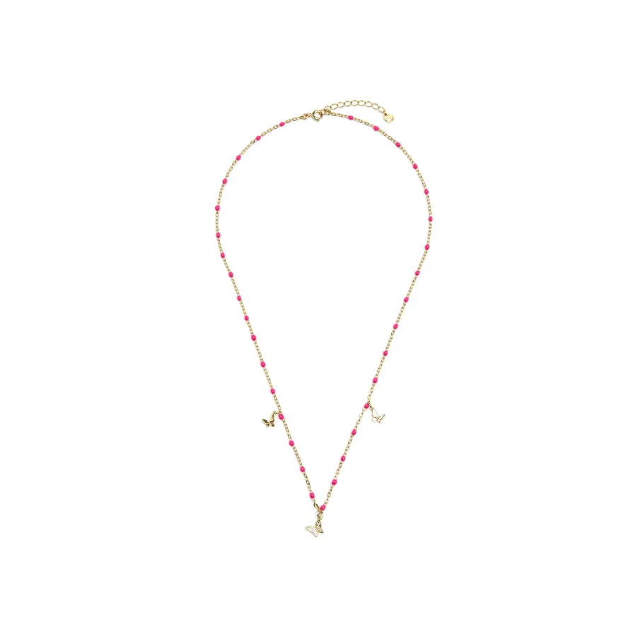Collar de Plata de Ley 925 y Lacado Rosa acabado oro amarillo de 18k - Zumre