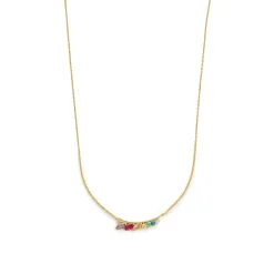 Collar de Plata de Ley 925 y Circonita Multicolor acabado en oro amarillo 18k - Nikon